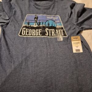 NWT MEN'S MEDIUM Wrangler Blue Graphic Tee withWestern George Strait Design